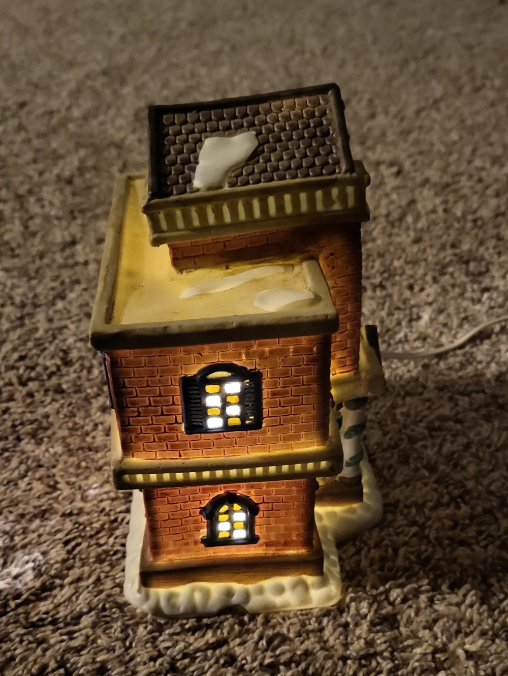 Holiday Ceramic Bank Building - Red, Cream & Blue